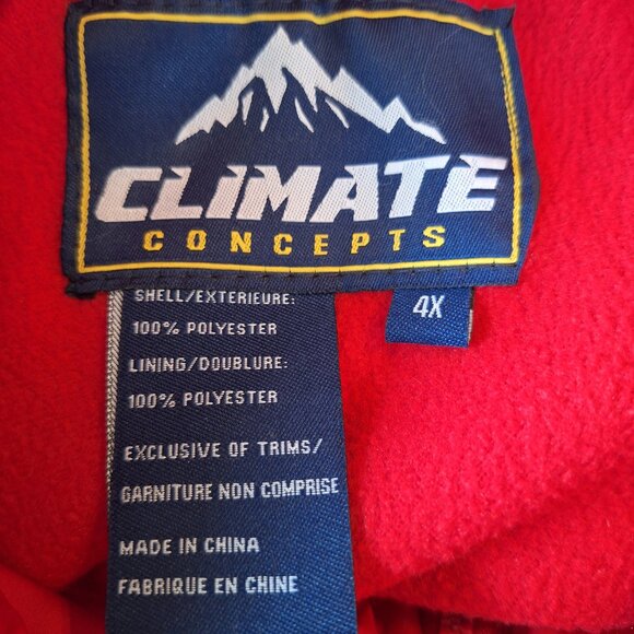 Climate Concepts Plus Size 4X Red  Fleece Lined Zip Puffer Vest Hiking Outdoor - Picture 2 of 10